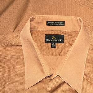 Stacy Adams Men’s 18.5 36-37 Rust Button Up Long Sleeve Shirt